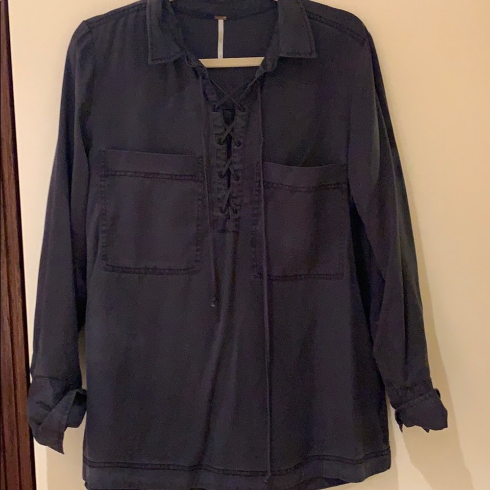 Free People lace up shirt. Size L